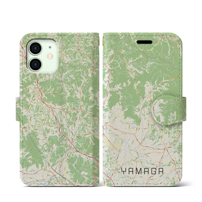 【山鹿（熊本県）】地図柄iPhoneケース（手帳タイプ）ナチュラル・iPhone 12 mini 用