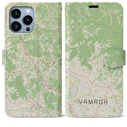 【山鹿（熊本県）】地図柄iPhoneケース（手帳タイプ）ナチュラル・iPhone 13 Pro Max 用