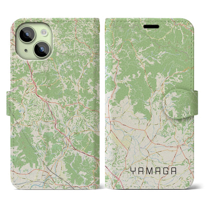 【山鹿（熊本県）】地図柄iPhoneケース（手帳タイプ）ナチュラル・iPhone 15 用
