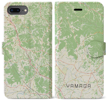 【山鹿（熊本県）】地図柄iPhoneケース（手帳タイプ）ナチュラル・iPhone 8Plus /7Plus / 6sPlus / 6Plus 用
