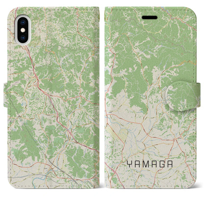 【山鹿（熊本県）】地図柄iPhoneケース（手帳タイプ）ナチュラル・iPhone XS Max 用