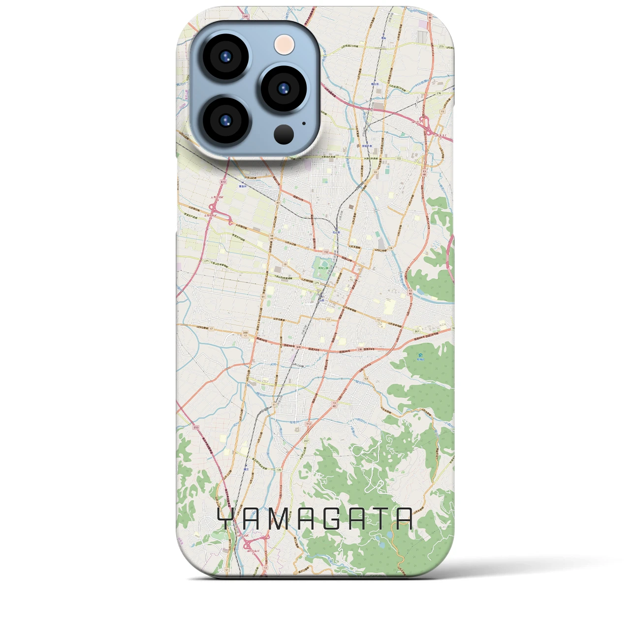 【山形】地図柄iPhoneケース（バックカバータイプ・ナチュラル）iPhone 13 Pro Max 用
