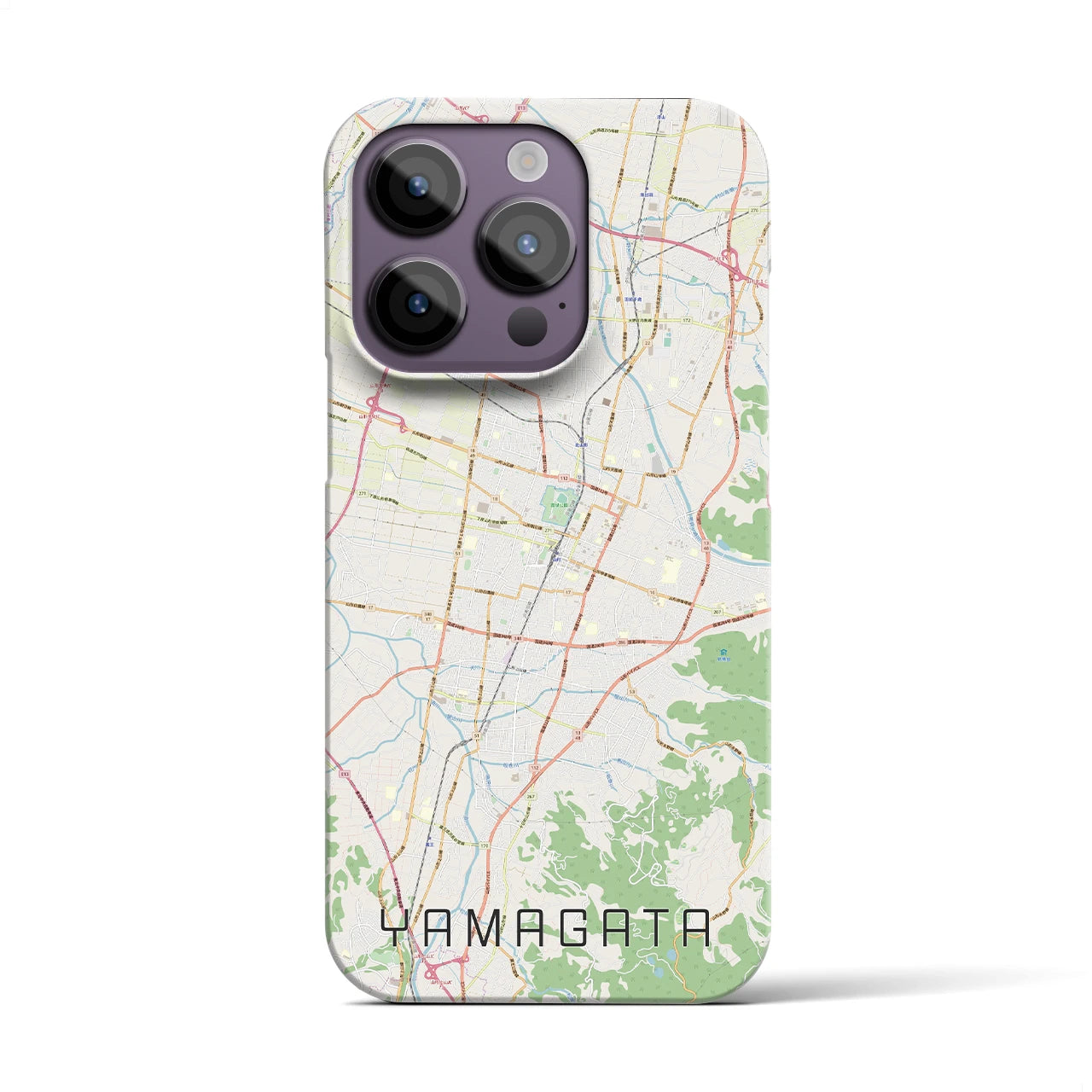 【山形】地図柄iPhoneケース（バックカバータイプ・ナチュラル）iPhone 14 Pro 用