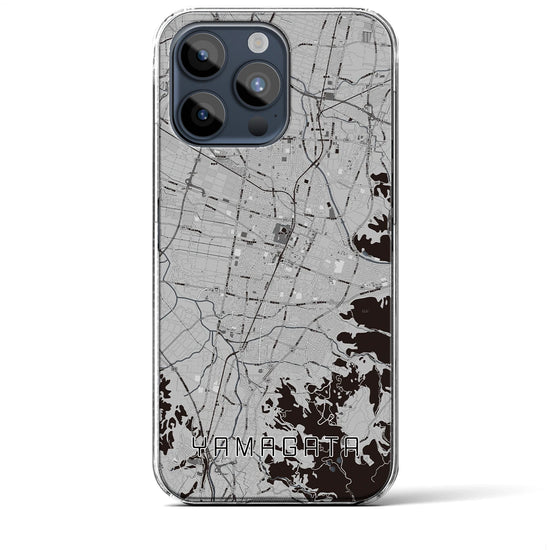 【山形】地図柄iPhoneケース（クリアタイプ・モノトーン）iPhone 15 Pro Max 用