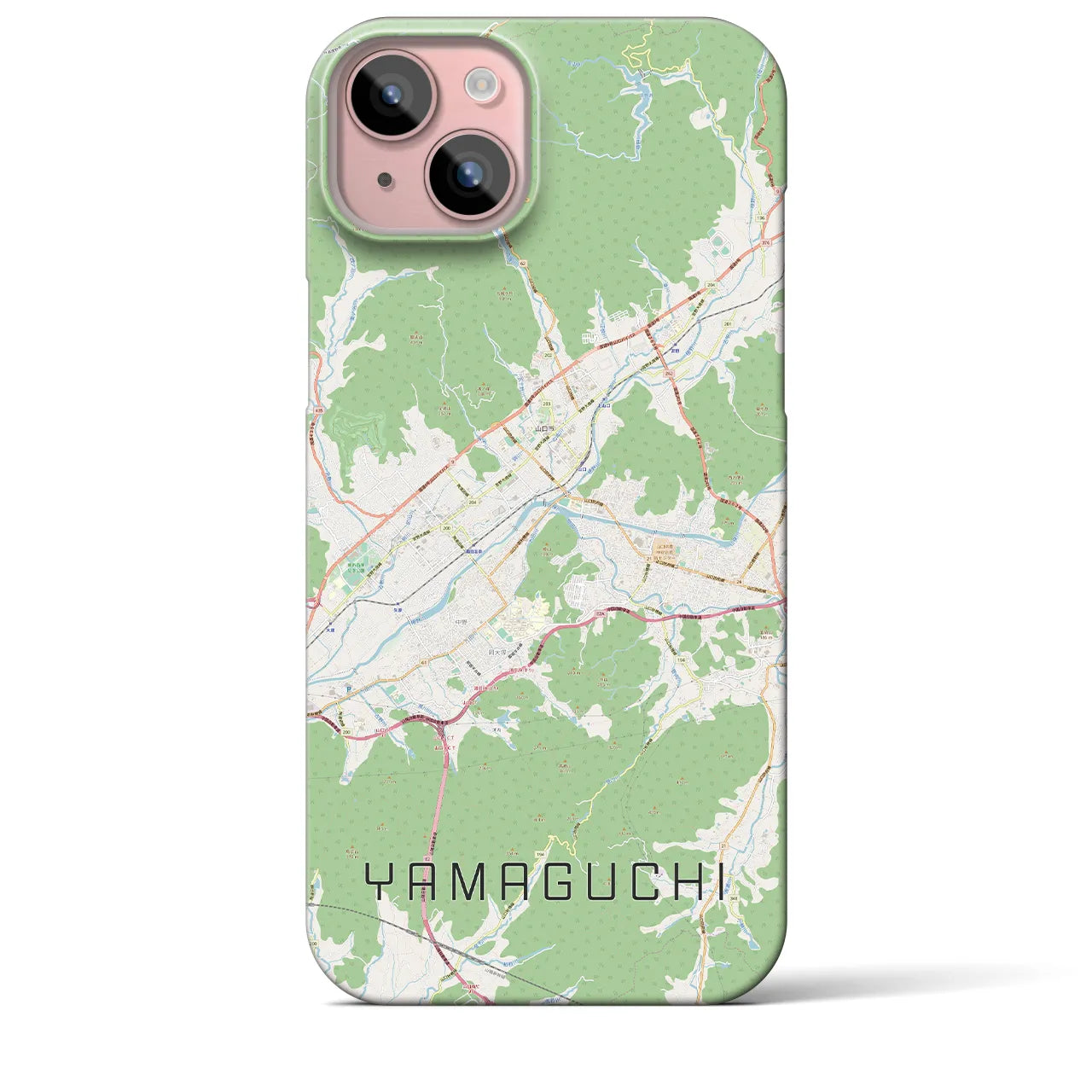 【山口】地図柄iPhoneケース（バックカバータイプ・ナチュラル）iPhone 15 Plus 用