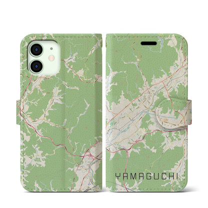 【山口（山口県）】地図柄iPhoneケース（手帳タイプ）ナチュラル・iPhone 12 mini 用