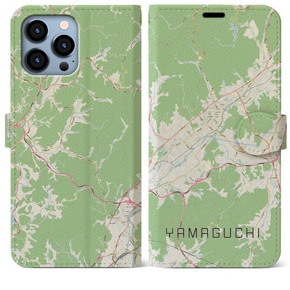 【山口（山口県）】地図柄iPhoneケース（手帳タイプ）ナチュラル・iPhone 13 Pro Max 用