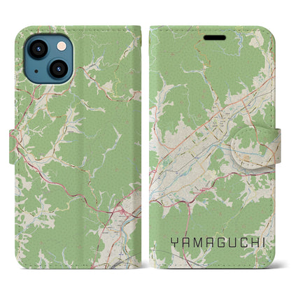 【山口（山口県）】地図柄iPhoneケース（手帳タイプ）ナチュラル・iPhone 13 用