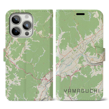 【山口（山口県）】地図柄iPhoneケース（手帳タイプ）ナチュラル・iPhone 15 Pro 用