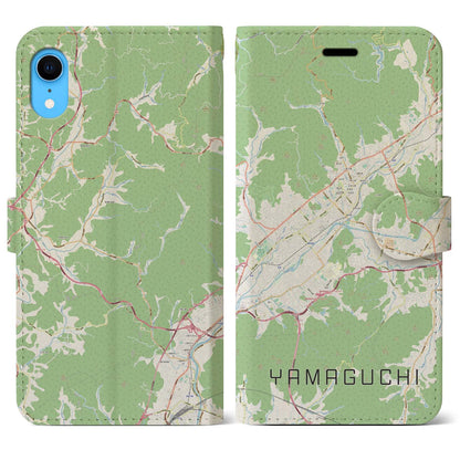 【山口（山口県）】地図柄iPhoneケース（手帳タイプ）ナチュラル・iPhone XR 用