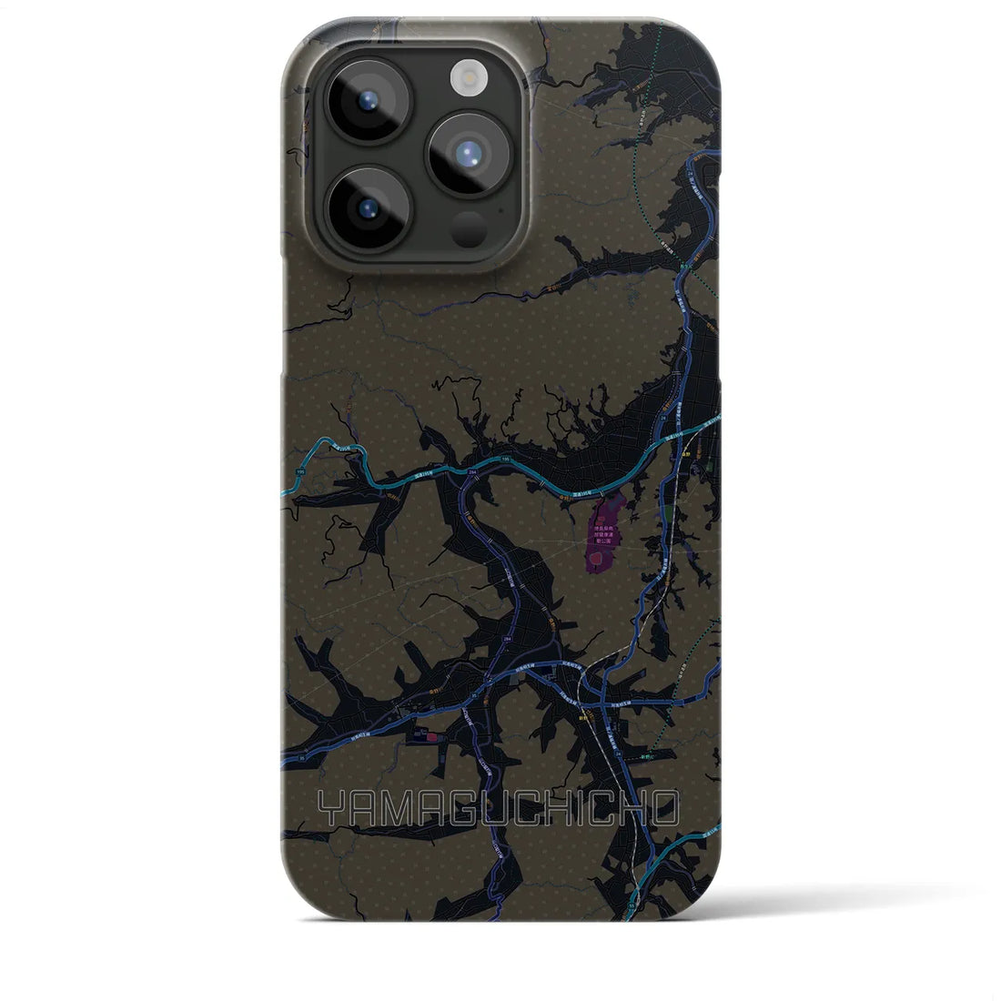 【山口町】地図柄iPhoneケース（バックカバータイプ・ブラック）iPhone 15 Pro Max 用