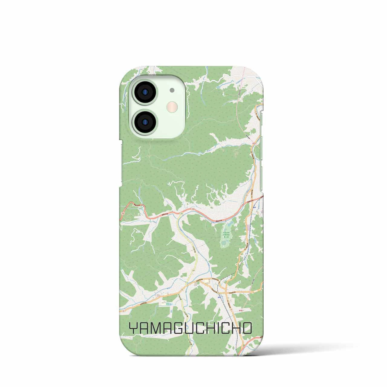 【山口町】地図柄iPhoneケース（バックカバータイプ・ナチュラル）iPhone 12 mini 用
