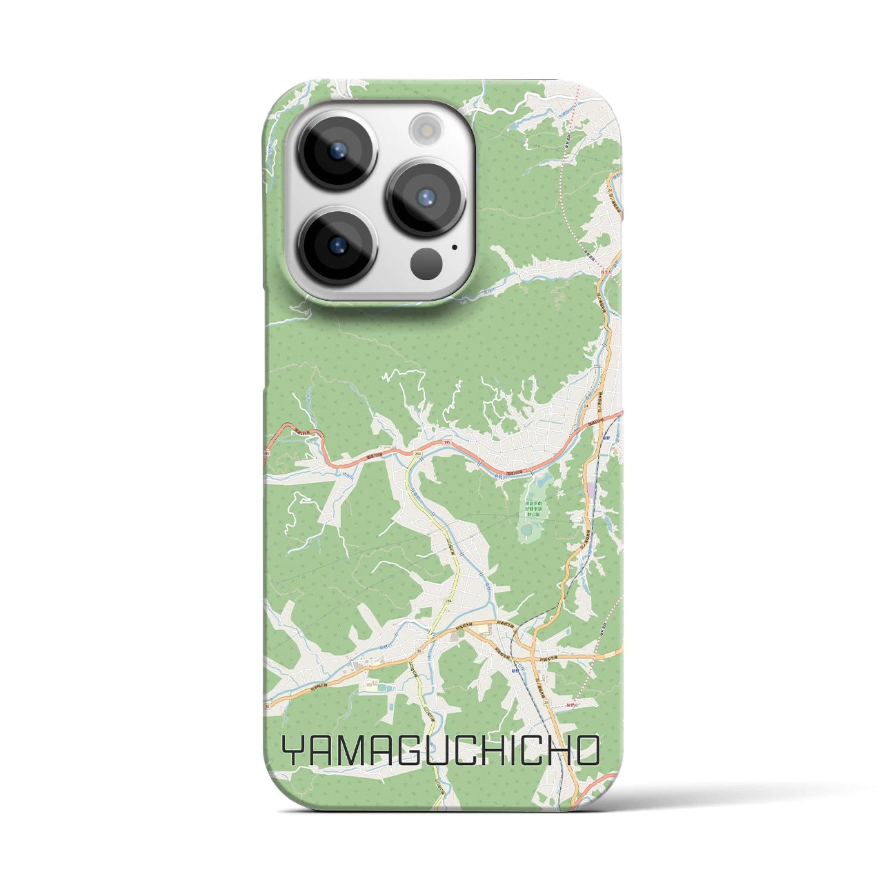 【山口町】地図柄iPhoneケース（バックカバータイプ・ナチュラル）iPhone 14 Pro 用