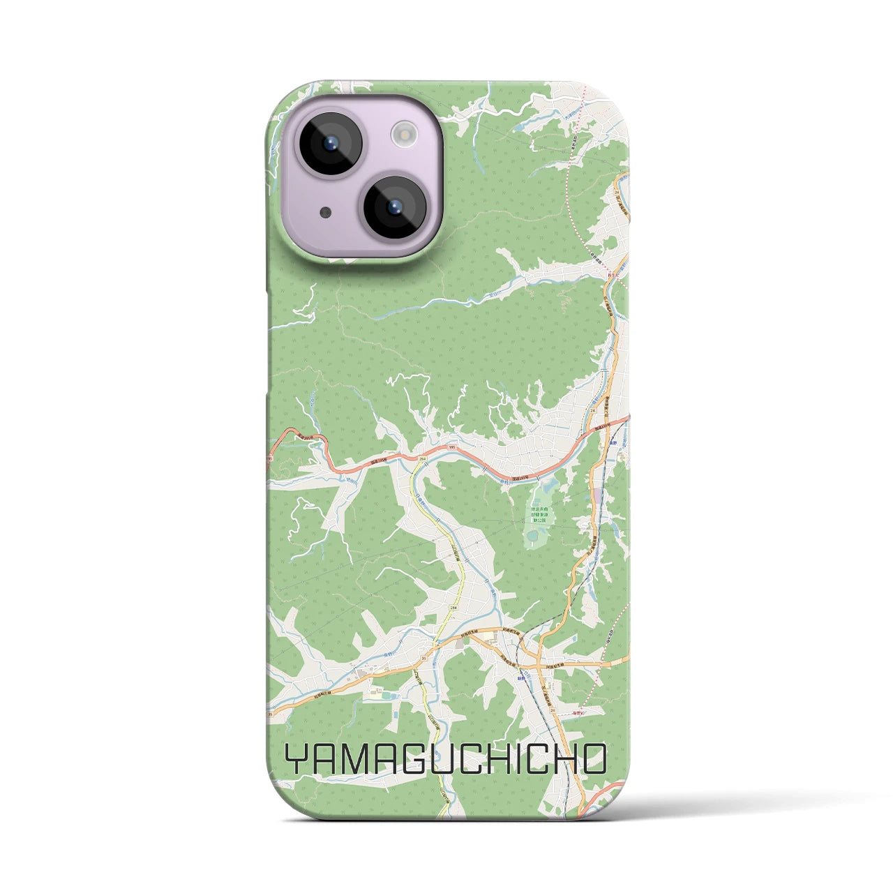 【山口町】地図柄iPhoneケース（バックカバータイプ・ナチュラル）iPhone 14 用