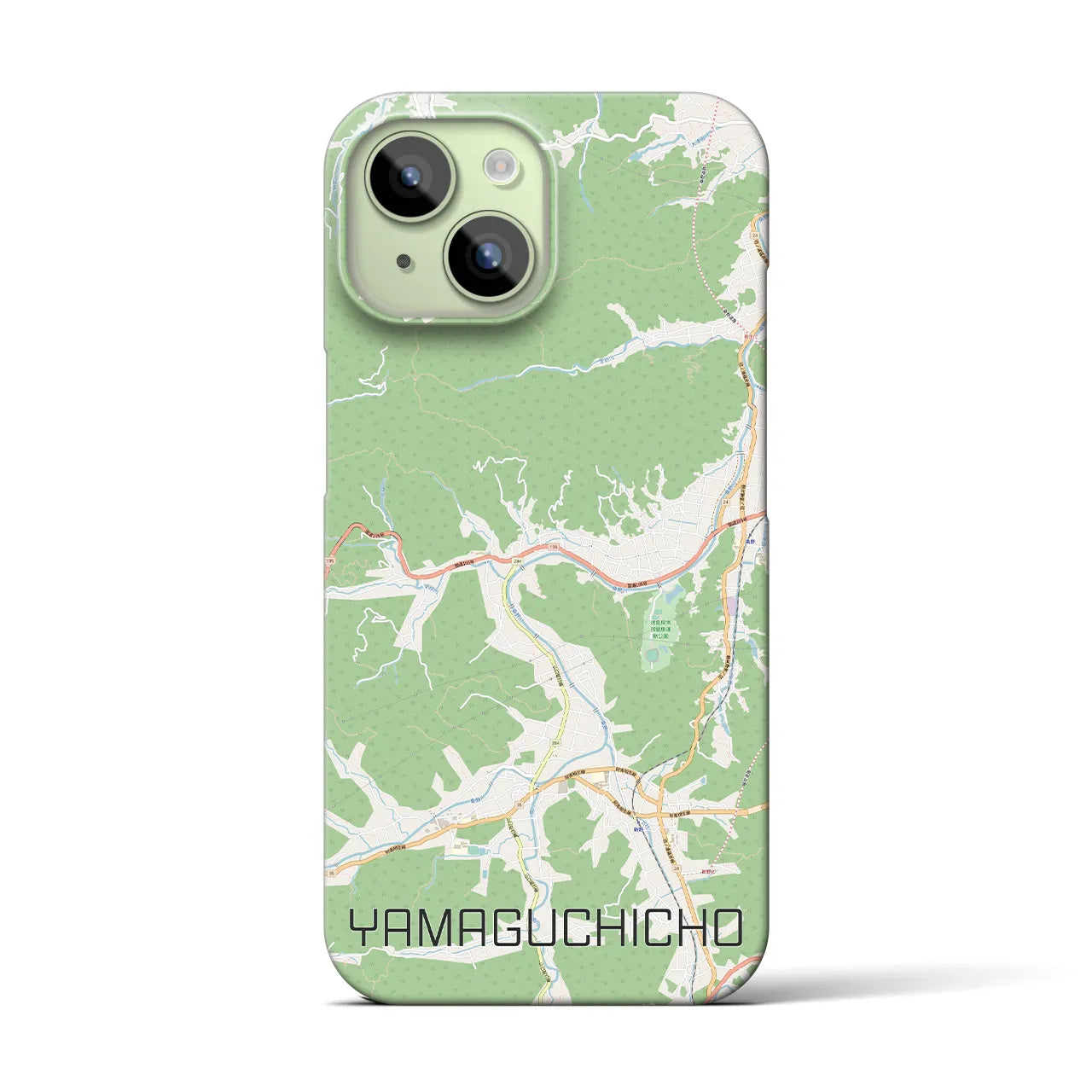 【山口町】地図柄iPhoneケース（バックカバータイプ・ナチュラル）iPhone 15 用