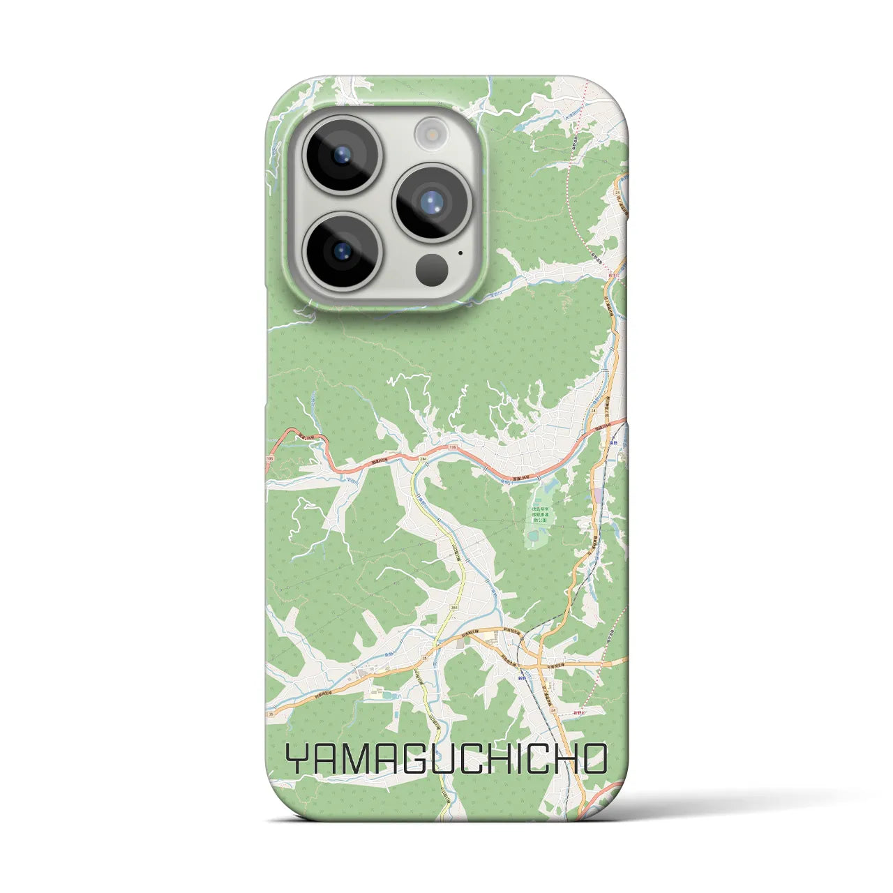 【山口町】地図柄iPhoneケース（バックカバータイプ・ナチュラル）iPhone 15 Pro 用