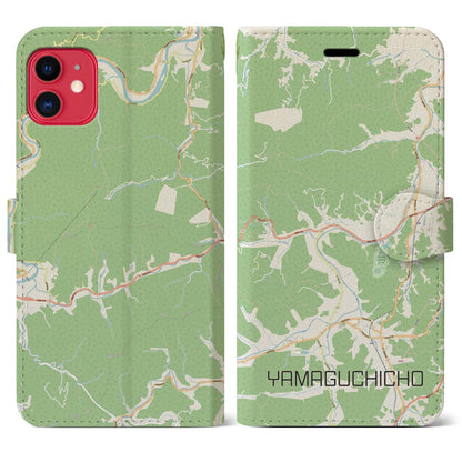 【山口町（徳島県）】地図柄iPhoneケース（手帳タイプ）ナチュラル・iPhone 11 用