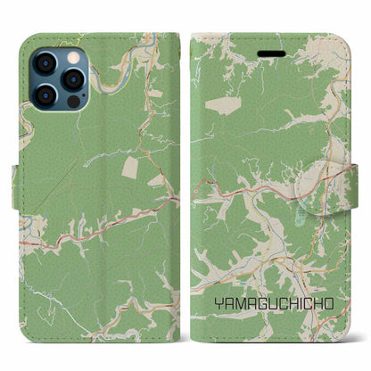 【山口町（徳島県）】地図柄iPhoneケース（手帳タイプ）ナチュラル・iPhone 12 / 12 Pro 用