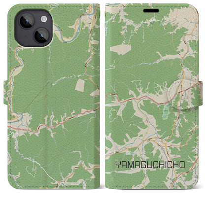 【山口町（徳島県）】地図柄iPhoneケース（手帳タイプ）ナチュラル・iPhone 14 Plus 用