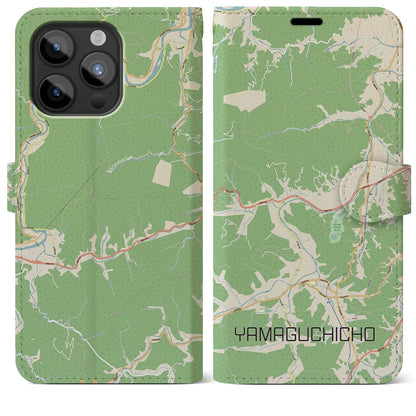 【山口町（徳島県）】地図柄iPhoneケース（手帳タイプ）ナチュラル・iPhone 15 Pro Max 用