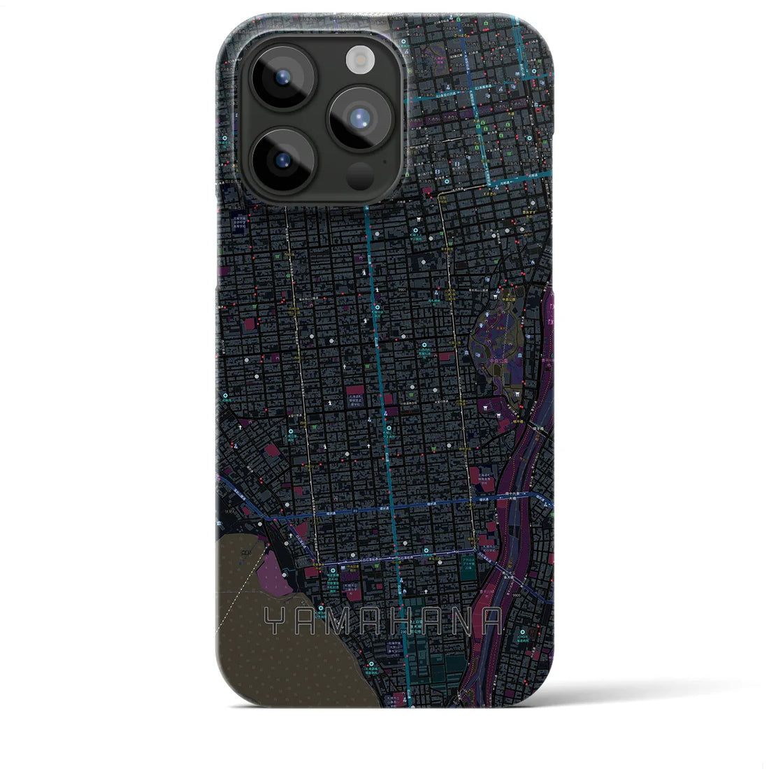 【山鼻】地図柄iPhoneケース（バックカバータイプ・ブラック）iPhone 15 Pro Max 用