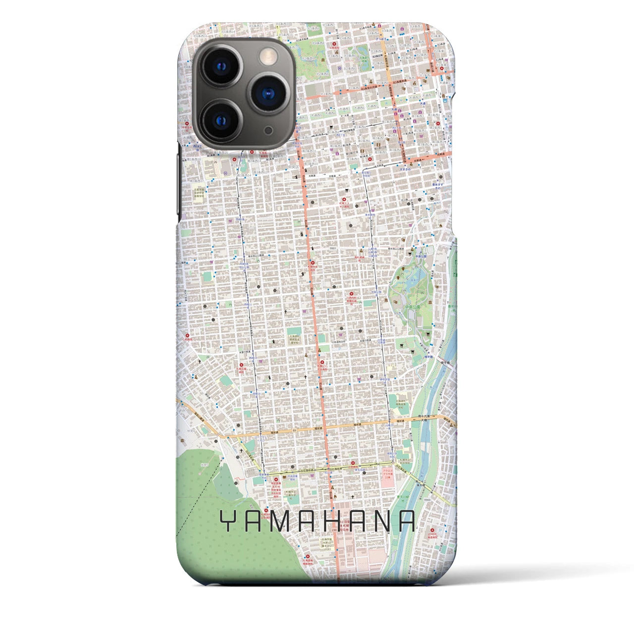 【山鼻】地図柄iPhoneケース（バックカバータイプ・ナチュラル）iPhone 11 Pro Max 用