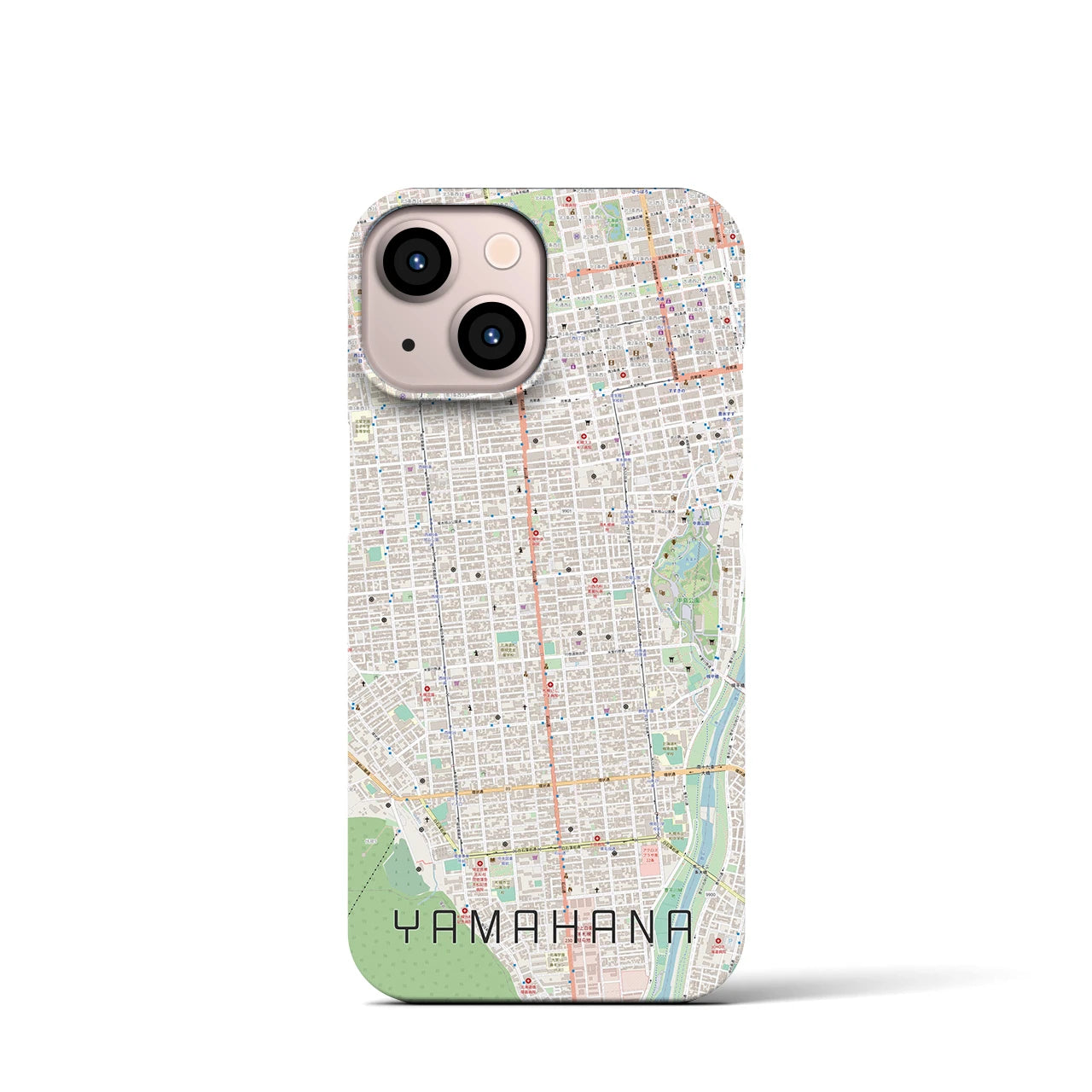 【山鼻】地図柄iPhoneケース（バックカバータイプ・ナチュラル）iPhone 13 mini 用