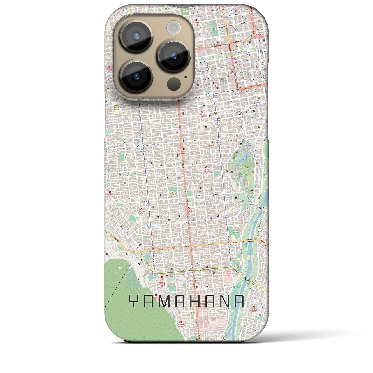 【山鼻】地図柄iPhoneケース（バックカバータイプ・ナチュラル）iPhone 14 Pro Max 用