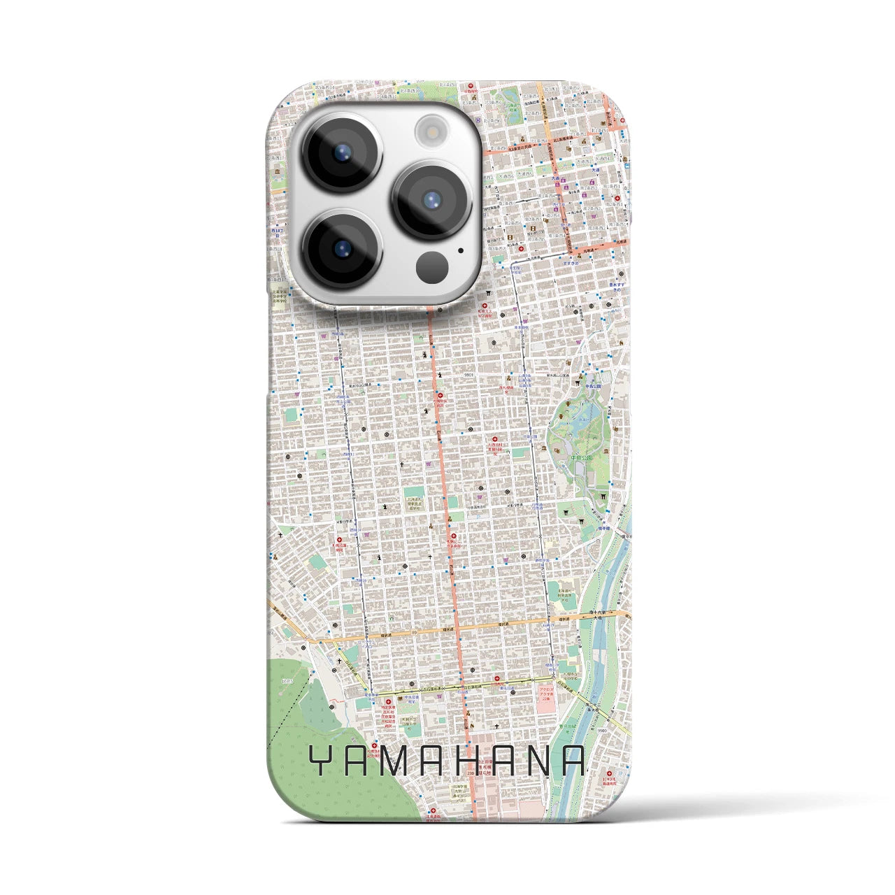 【山鼻】地図柄iPhoneケース（バックカバータイプ・ナチュラル）iPhone 14 Pro 用