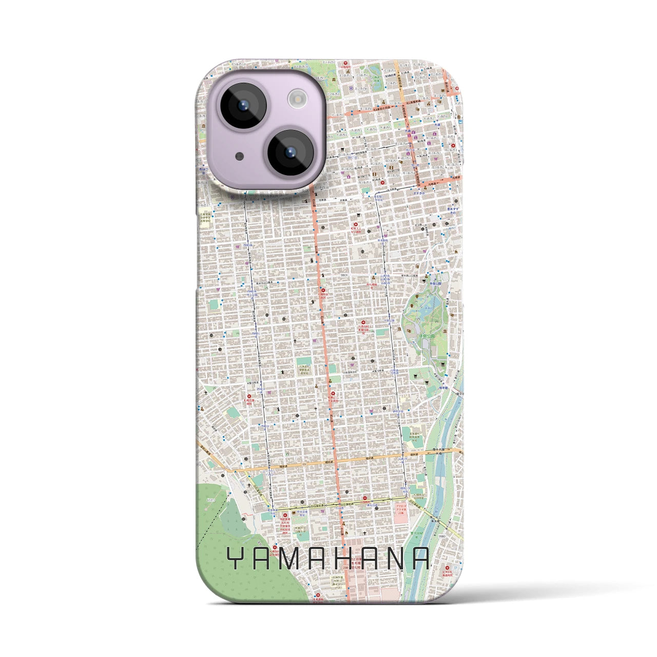 【山鼻】地図柄iPhoneケース（バックカバータイプ・ナチュラル）iPhone 14 用