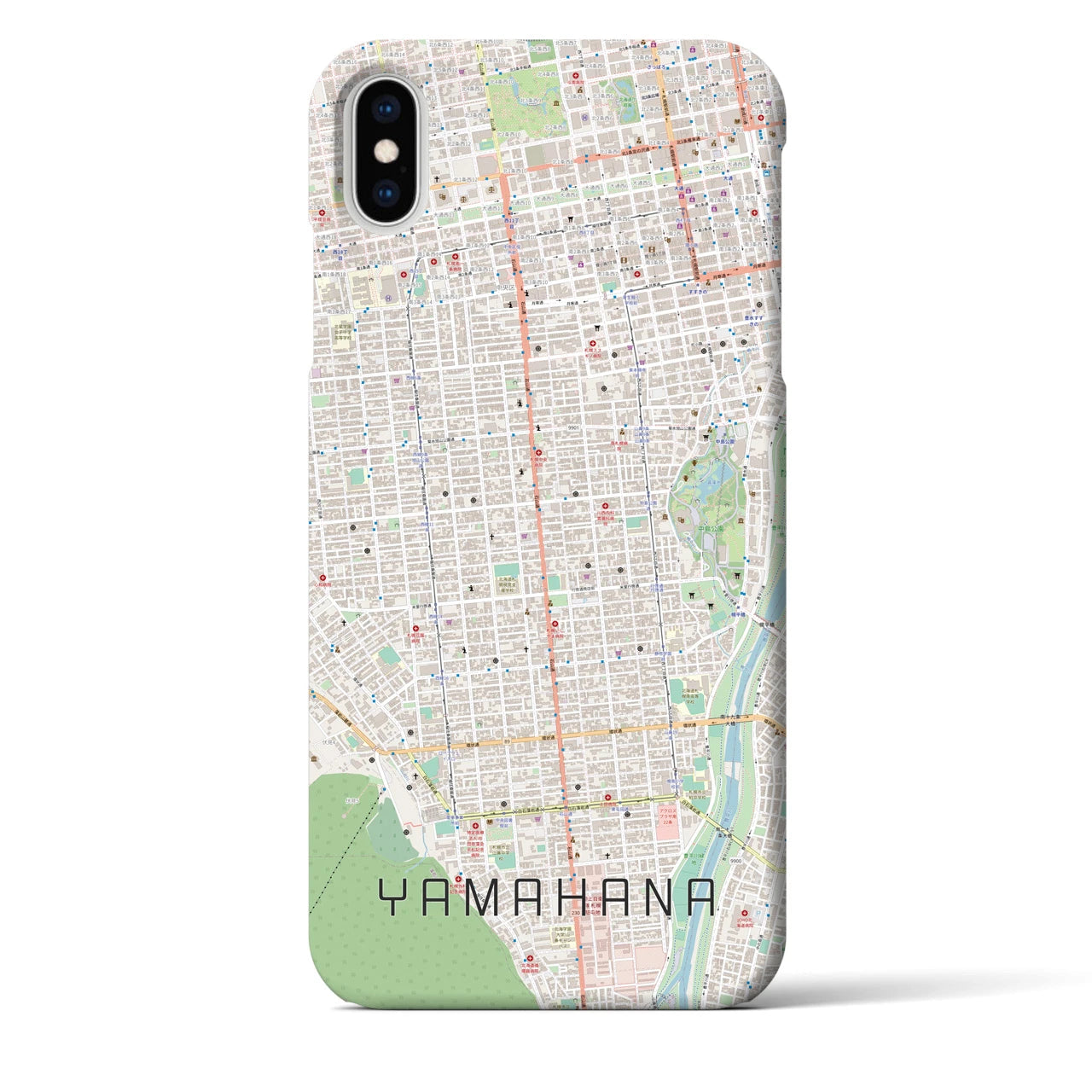 【山鼻】地図柄iPhoneケース（バックカバータイプ・ナチュラル）iPhone XS Max 用