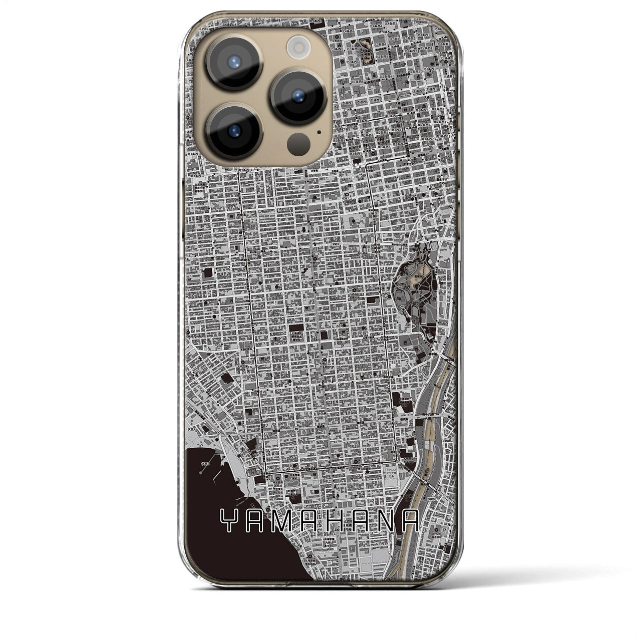 【山鼻】地図柄iPhoneケース（クリアタイプ・モノトーン）iPhone 14 Pro Max 用