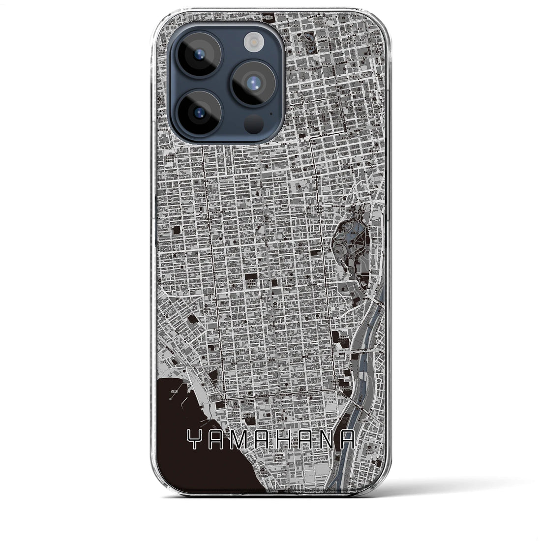 【山鼻】地図柄iPhoneケース（クリアタイプ・モノトーン）iPhone 15 Pro Max 用