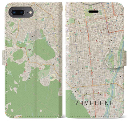 【山鼻（北海道）】地図柄iPhoneケース（手帳タイプ）ナチュラル・iPhone 8Plus /7Plus / 6sPlus / 6Plus 用