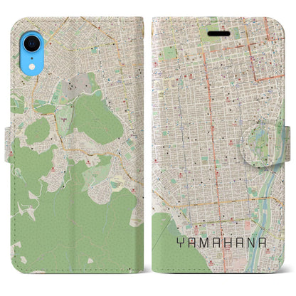 【山鼻（北海道）】地図柄iPhoneケース（手帳タイプ）ナチュラル・iPhone XR 用