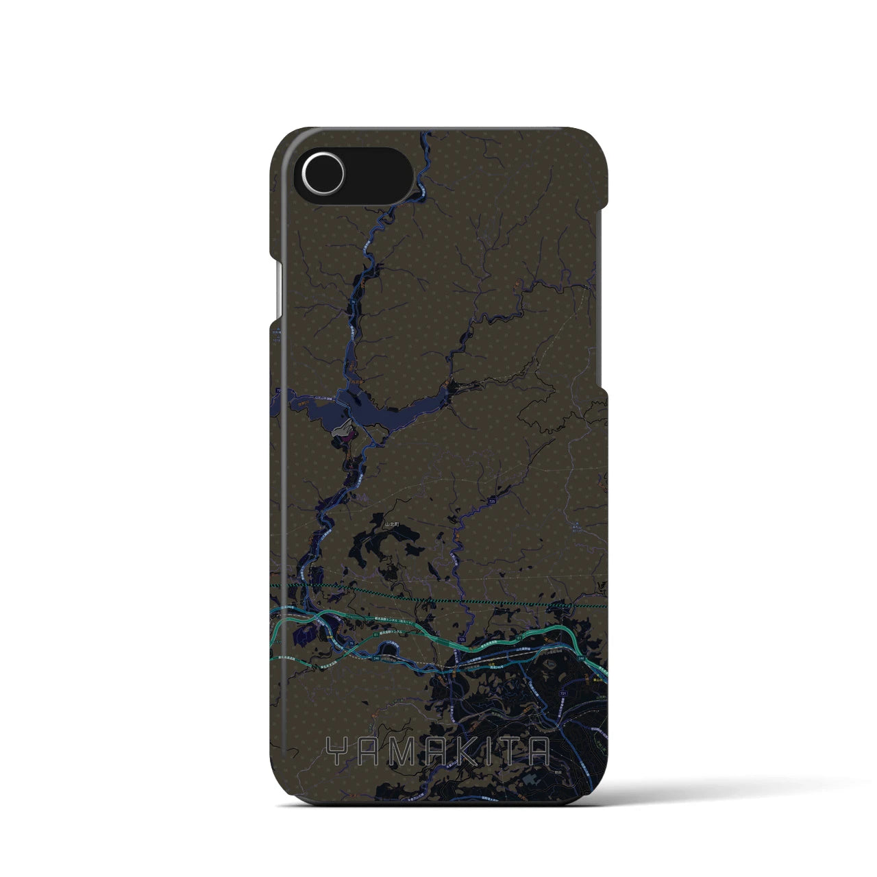 【山北】地図柄iPhoneケース（バックカバータイプ・ブラック）iPhone SE（第3 / 第2世代） / 8 / 7 / 6s / 6 用