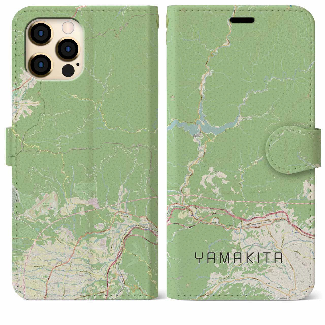 【山北】地図柄iPhoneケース（手帳両面タイプ・ナチュラル）iPhone 12 Pro Max 用