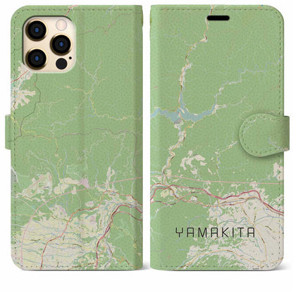 【山北（神奈川県）】地図柄iPhoneケース（手帳タイプ）ナチュラル・iPhone 12 Pro Max 用