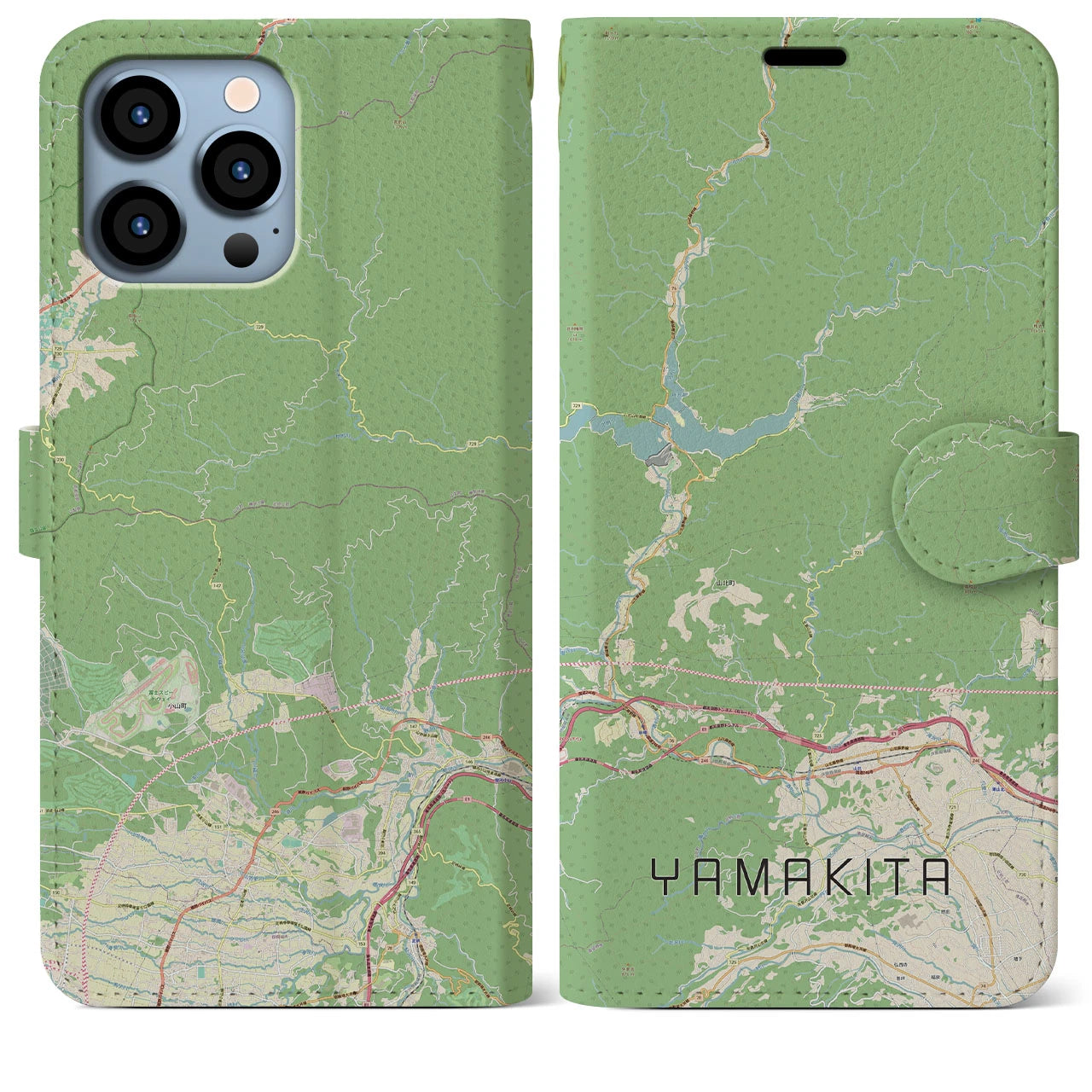 【山北】地図柄iPhoneケース（手帳両面タイプ・ナチュラル）iPhone 13 Pro Max 用