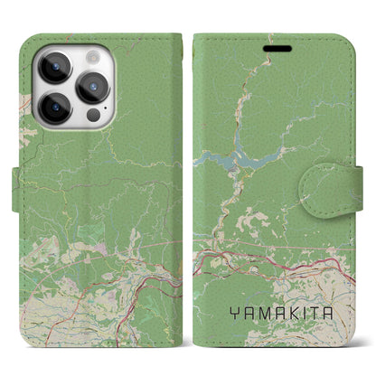 【山北（神奈川県）】地図柄iPhoneケース（手帳タイプ）ナチュラル・iPhone 14 Pro 用