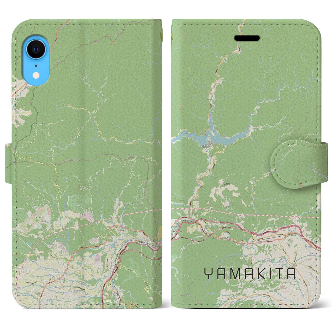 【山北】地図柄iPhoneケース（手帳両面タイプ・ナチュラル）iPhone XR 用