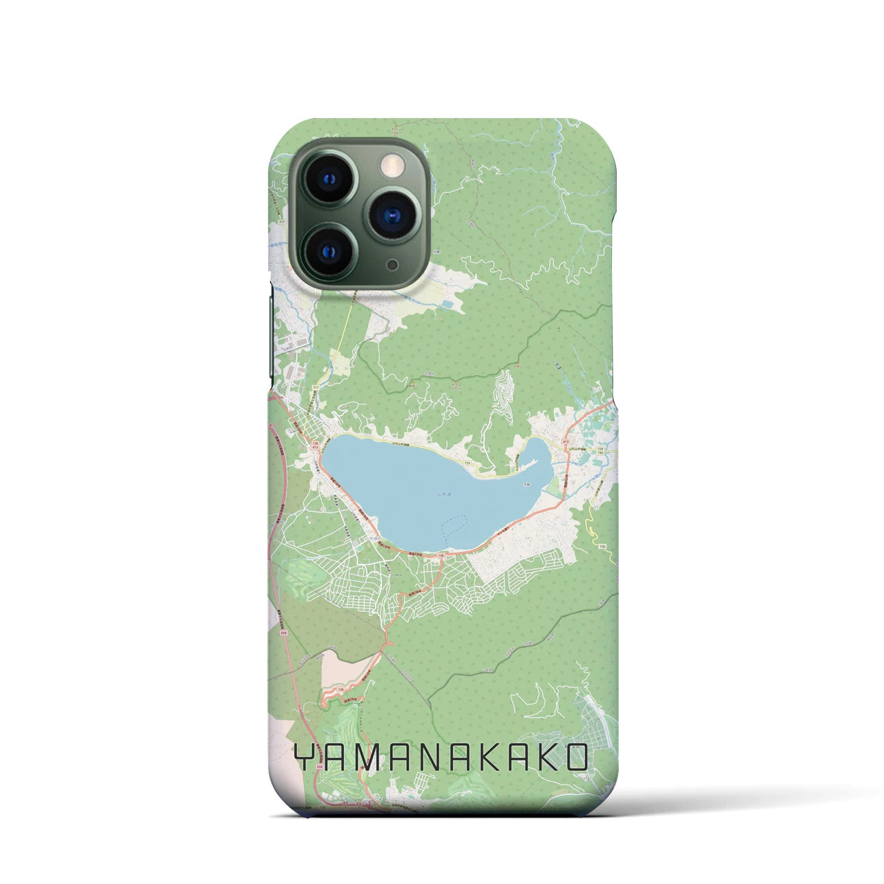 【山中湖】地図柄iPhoneケース（バックカバータイプ・ナチュラル）iPhone 11 Pro 用