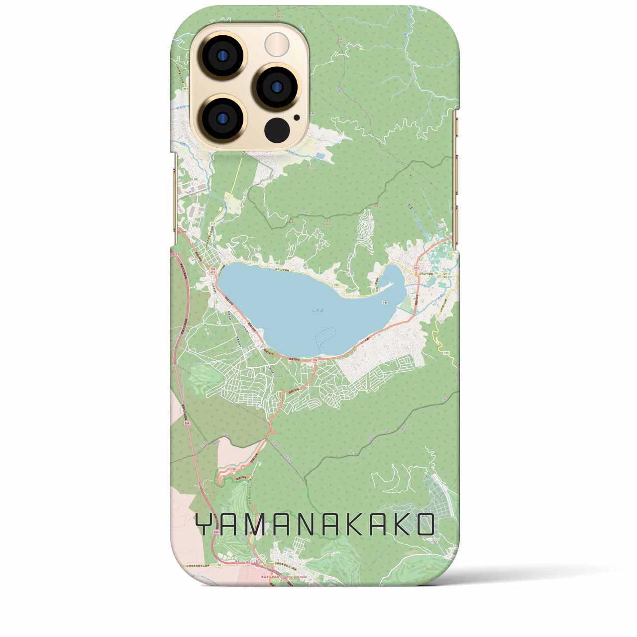 【山中湖】地図柄iPhoneケース（バックカバータイプ・ナチュラル）iPhone 12 Pro Max 用