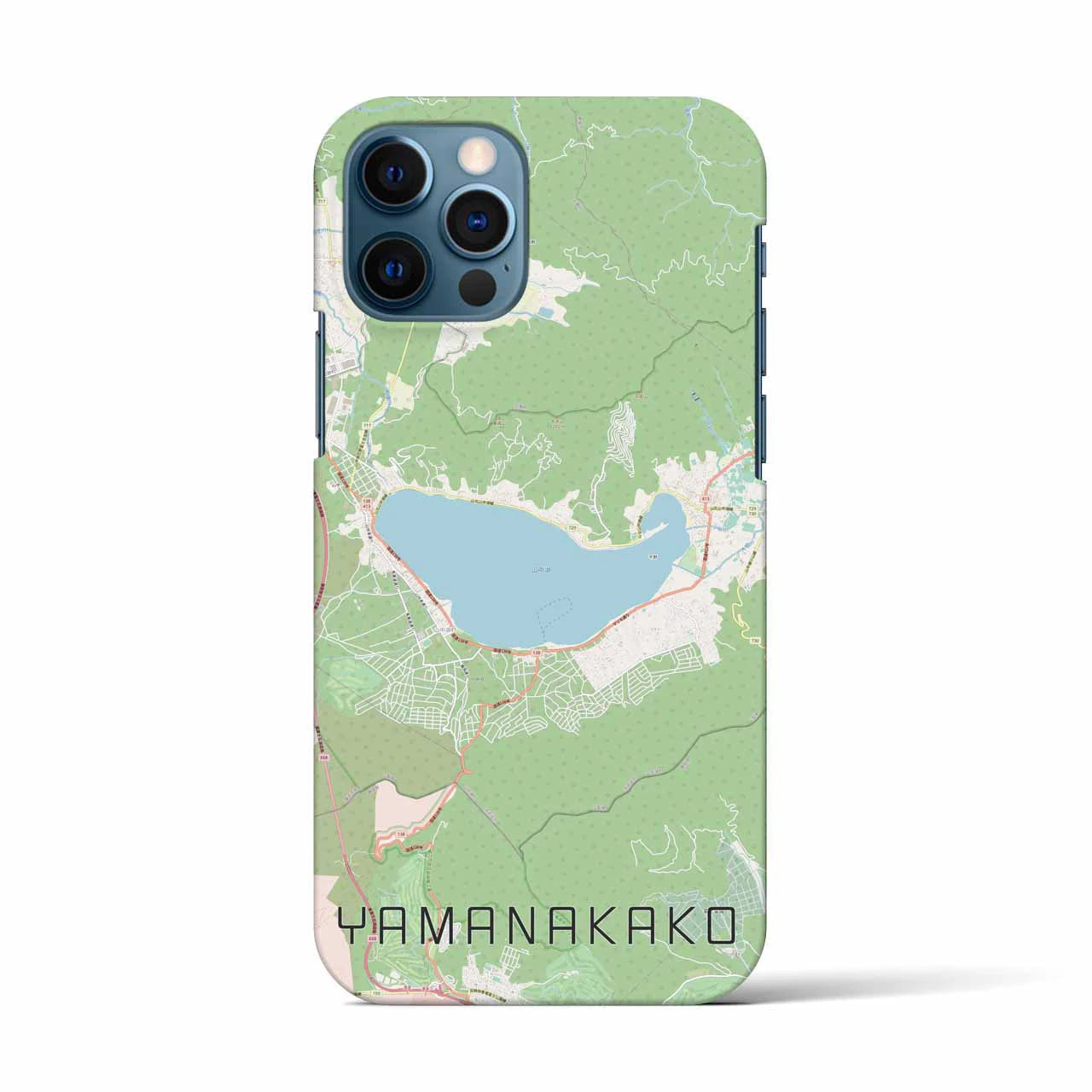 【山中湖】地図柄iPhoneケース（バックカバータイプ・ナチュラル）iPhone 12 / 12 Pro 用