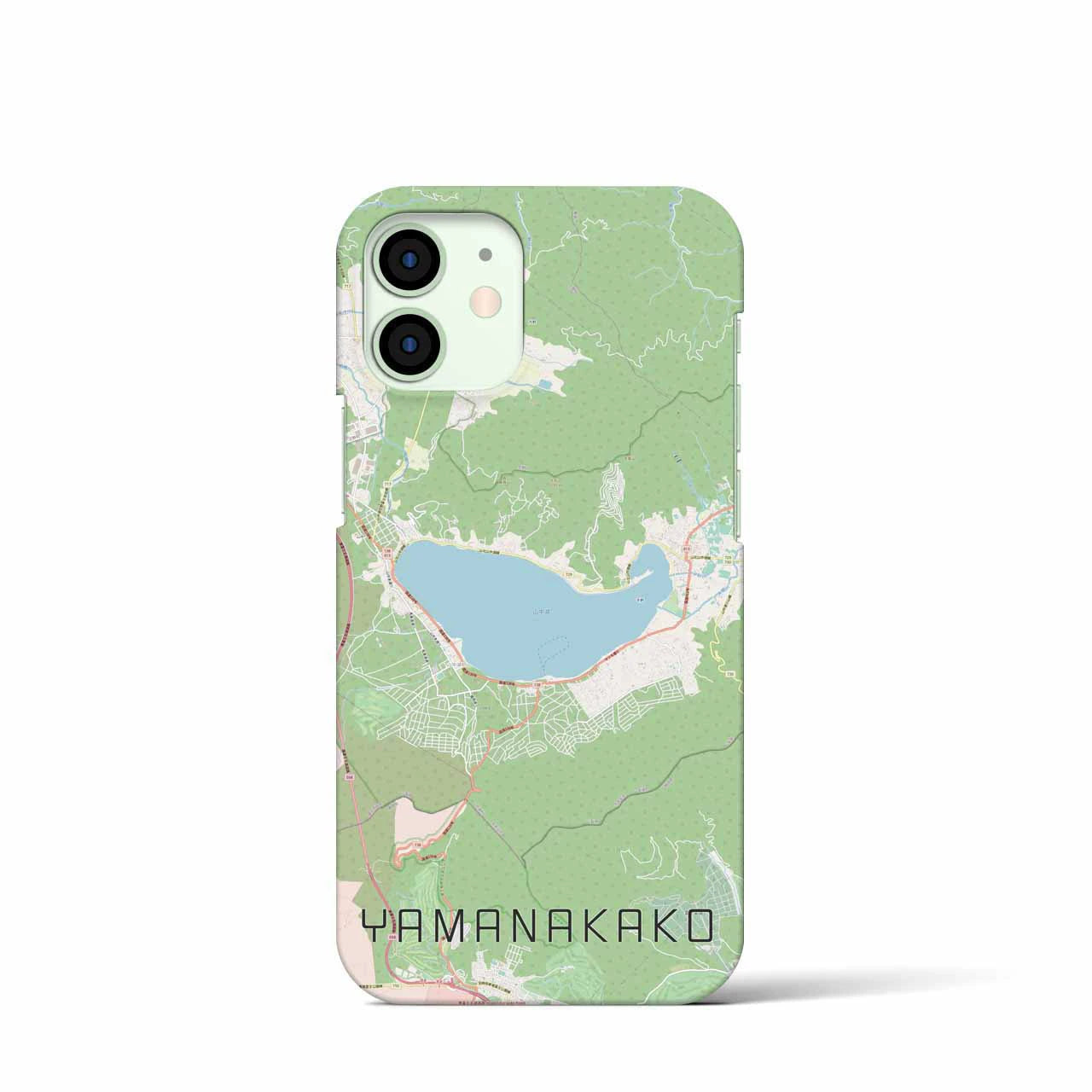 【山中湖】地図柄iPhoneケース（バックカバータイプ・ナチュラル）iPhone 12 mini 用