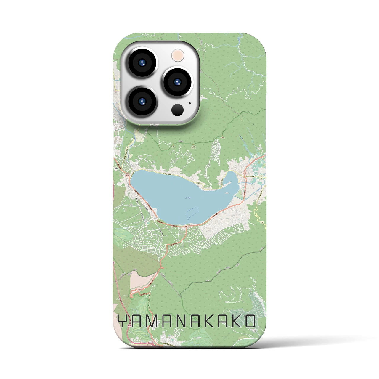 【山中湖】地図柄iPhoneケース（バックカバータイプ・ナチュラル）iPhone 13 Pro 用