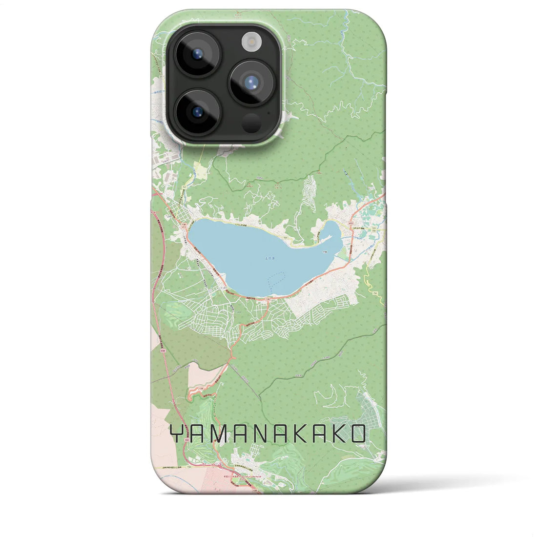 【山中湖】地図柄iPhoneケース（バックカバータイプ・ナチュラル）iPhone 15 Pro Max 用