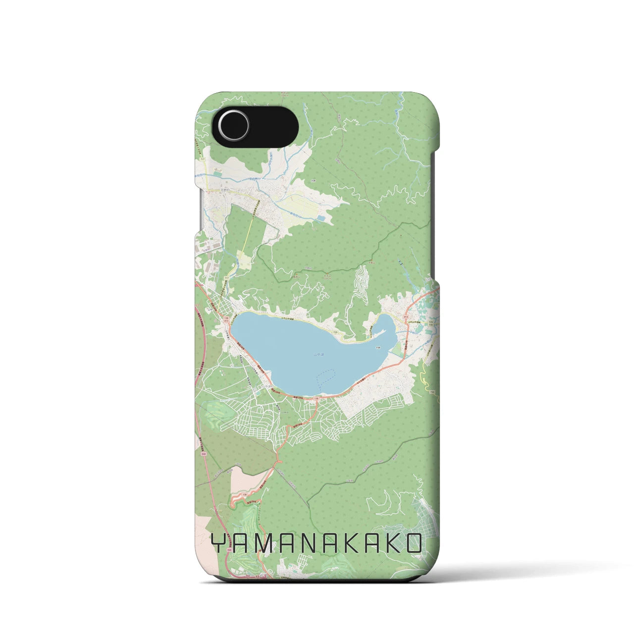 【山中湖】地図柄iPhoneケース（バックカバータイプ・ナチュラル）iPhone SE（第3 / 第2世代） / 8 / 7 / 6s / 6 用