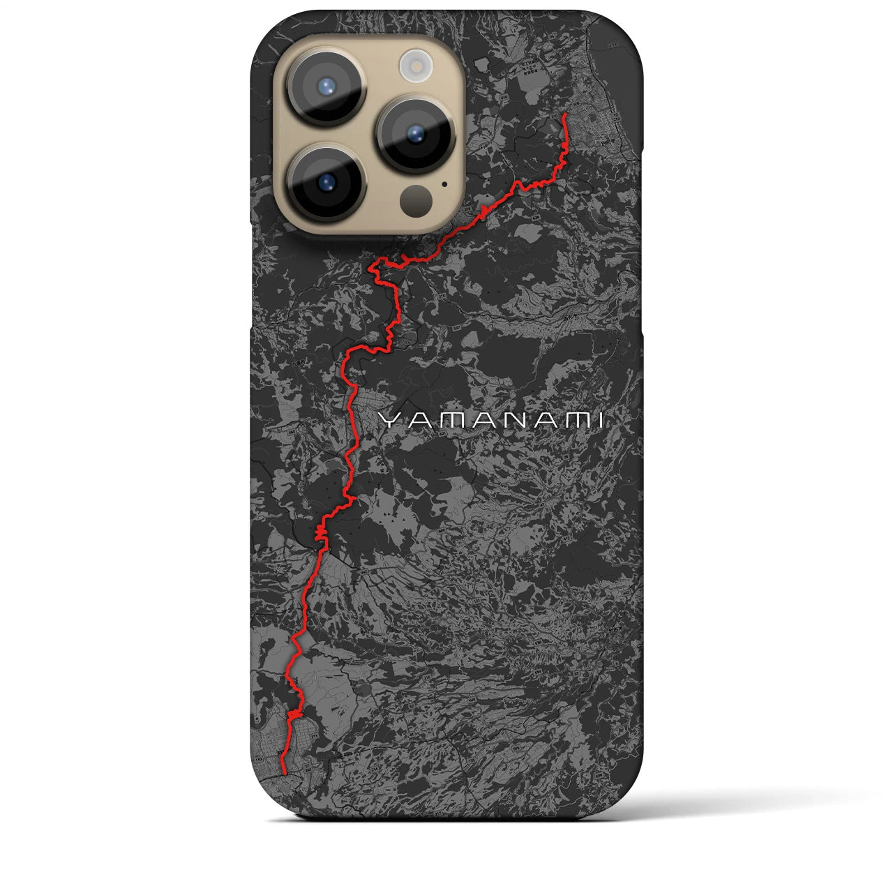 Recipro × Crossfield【やまなみ】地図柄iPhoneケース（バックカバータイプ・チャコール）iPhone 14 Pro Max 用
