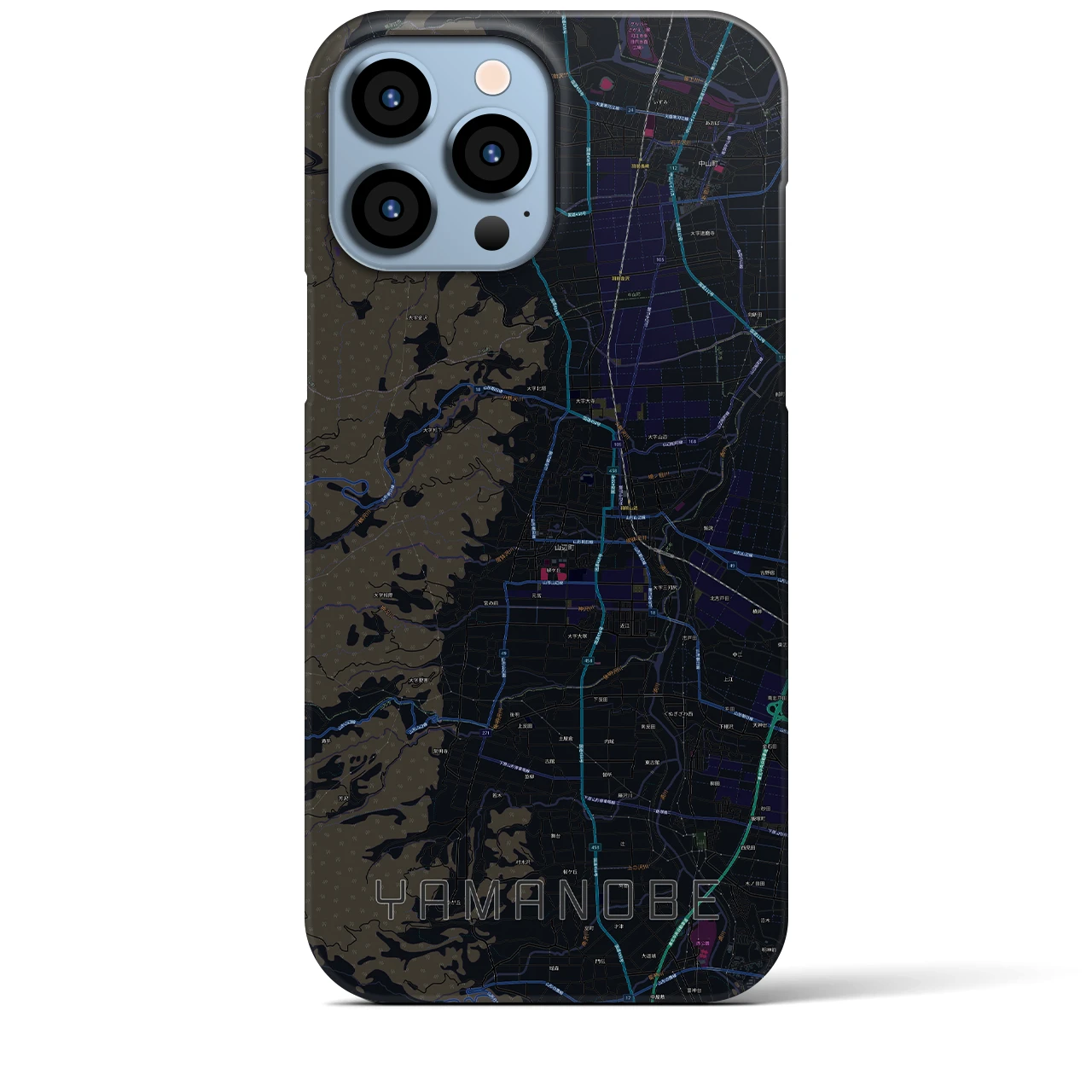 【山辺】地図柄iPhoneケース（バックカバータイプ・ブラック）iPhone 13 Pro Max 用